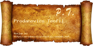 Prodanovics Teofil névjegykártya